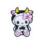 20pcs Silicone Focal Beads White Cat Wearing Cow Costume with Pink Bow