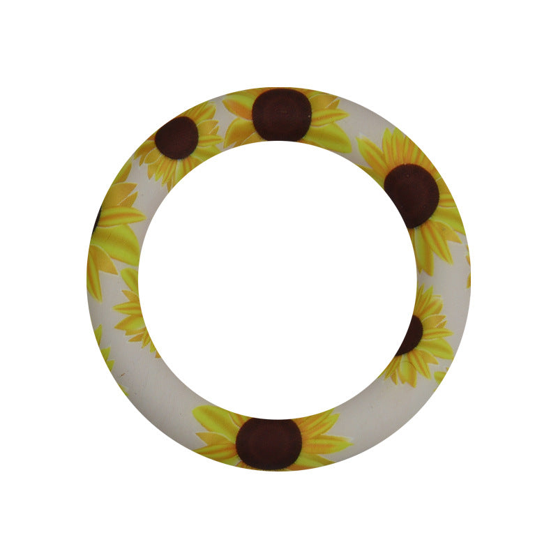 65mm Printed Silicone Beads Rings Multi Color Design 6