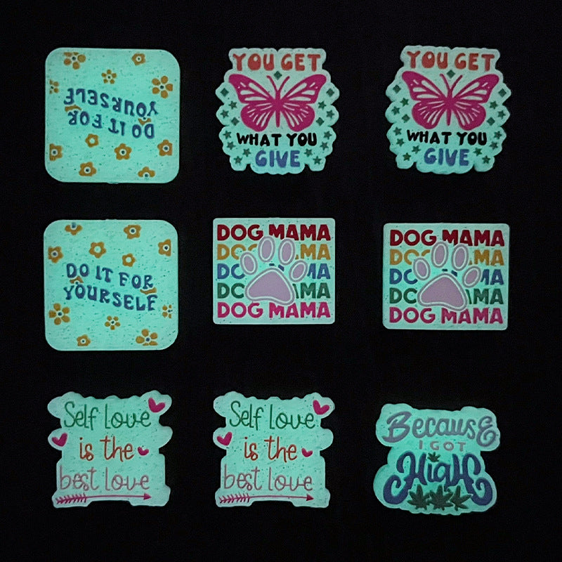 20Pcs Silicone Focal Beads Glow In The Dark with Inspirational Text Designs 3