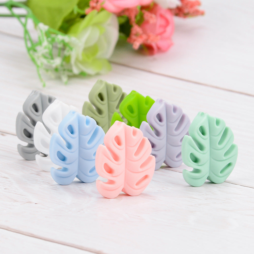 20pcs Silicone Focal Beads Leaf Shape Cutout Design