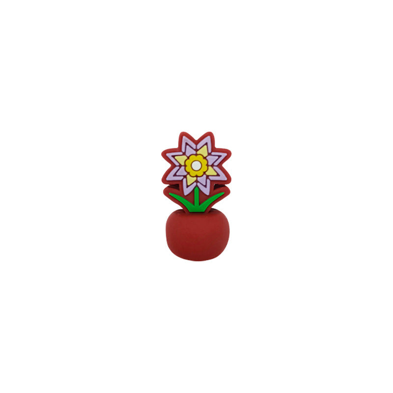 20Pcs Silicone 3D Focal Beads Colorful Potted Plant Flower Design 8