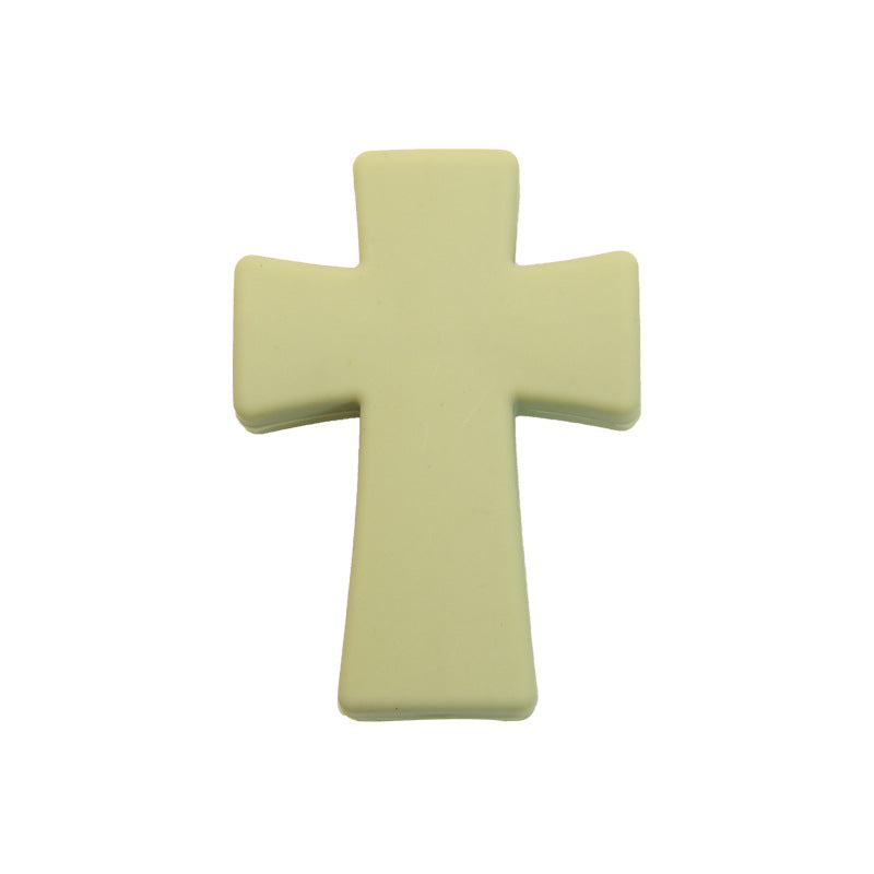 20pcs Silicone Focal Beads Printed Cross With Varied Color Patterns 24