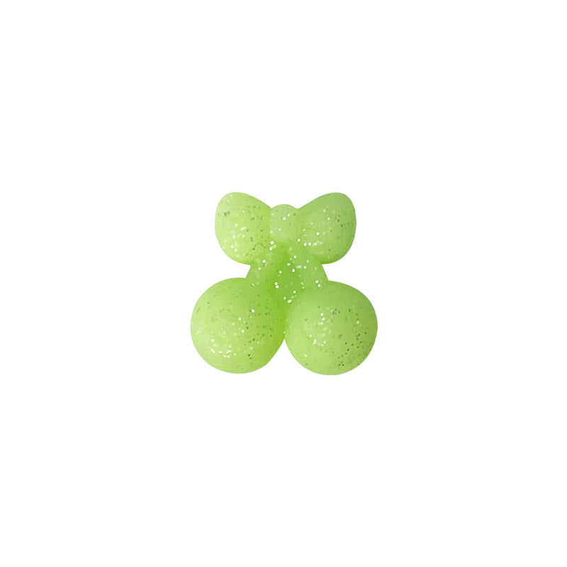 20Pcs Silicone 3D Focal Beads Cherry Glitter Solid Glow In The Dark 10