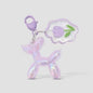 Balloon Dog PVC Keychain with Flower Charm Heart Clasp