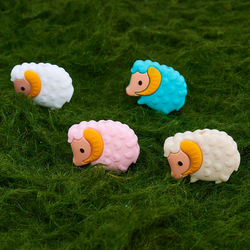 20pcs Silicone Focal Beads Sheep Side Profile with Curled Horns 2
