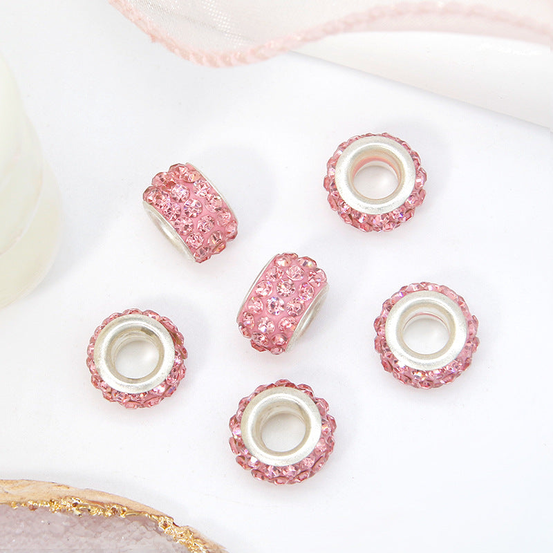 50pcs 12mm 3-Row Large Hole Rhinestone Spacer Beads DIY Jewelry Making 10