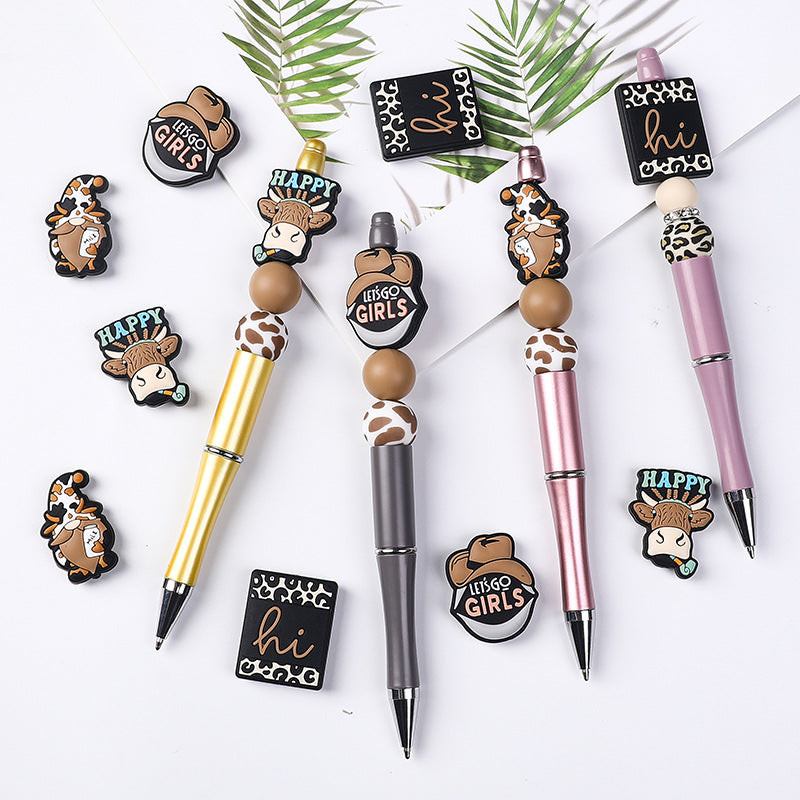 20Pcs Silicone Focal Beads Cartoon Denim Mixed Characters Variety 2