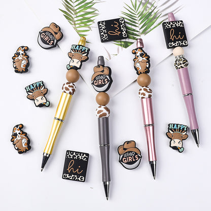 20Pcs Silicone Focal Beads Cartoon Denim Mixed Characters Variety 2