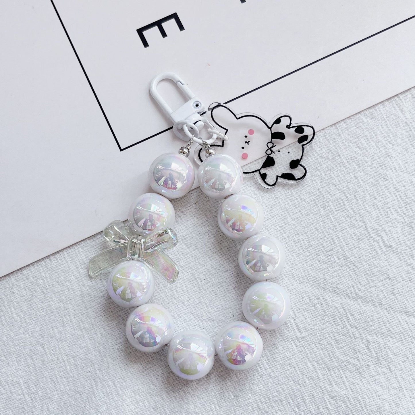 Acrylic Rabbit Bear Beaded Keychain Bracelet Charm 11