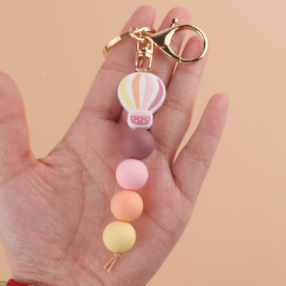Hot Air Balloon Silicone Bead Keychain with Lobster Clasp Charm 4