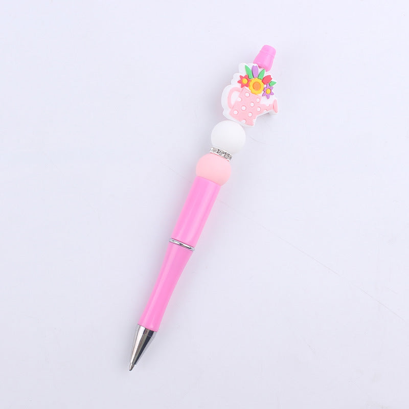 Flower Vase Room Silicone Beaded Pens Colorful Handmade Office Pen 6