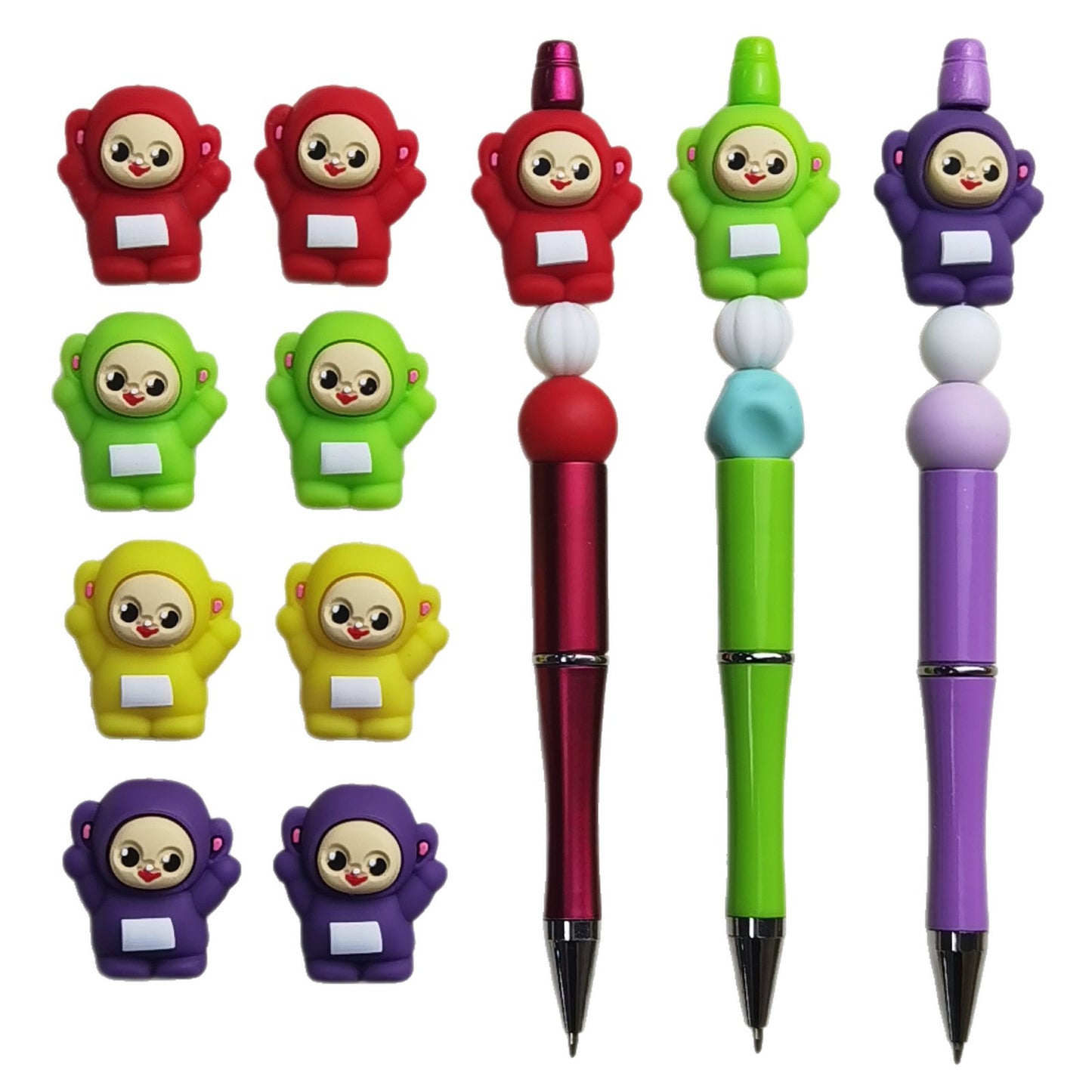 20Pcs Silicone 3D Focal Beads Cartoon Cute Antenna Baby Front Facing