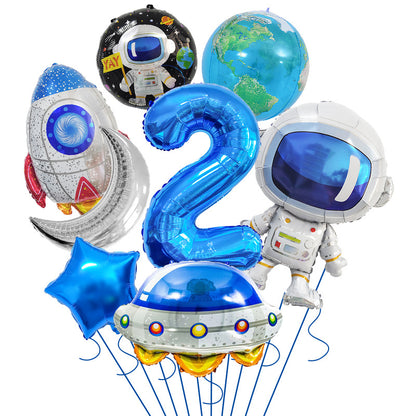 Space Theme Astronaut Rocket Spaceship Foil Balloon Set 5