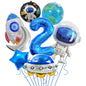 Space Theme Astronaut Rocket Spaceship Foil Balloon Set 5