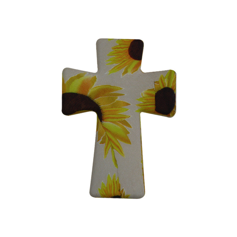 20pcs Silicone Focal Beads Printed Cross With Varied Color Patterns 3