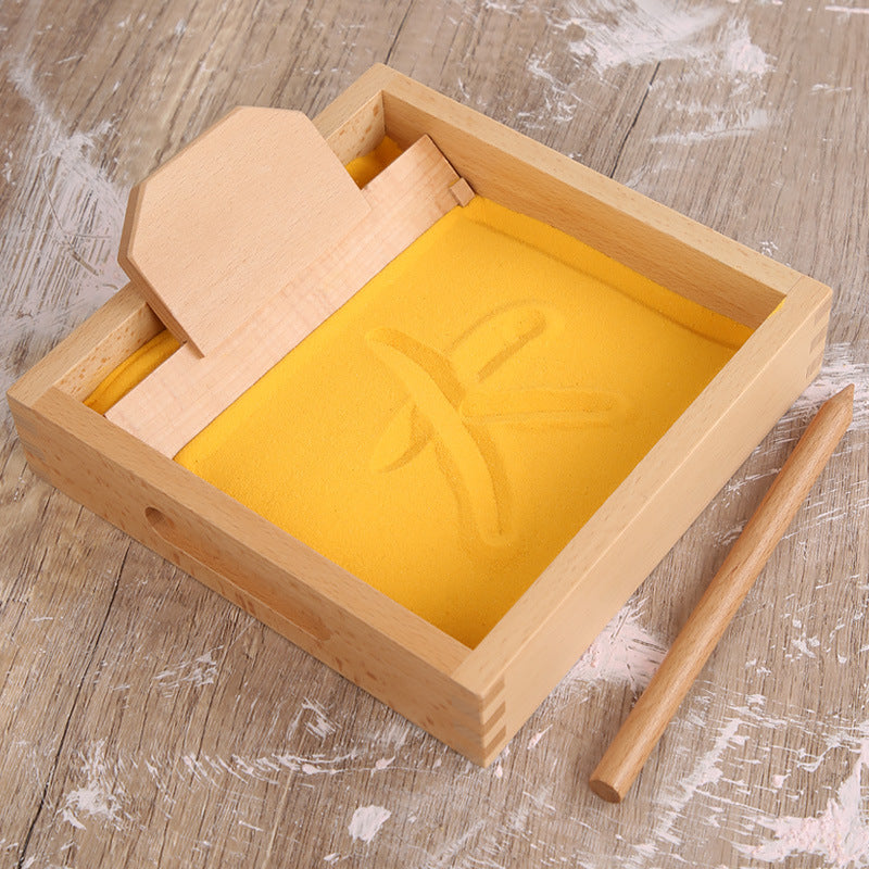 Wooden Sandbox Montessori Toy for Kids 18 x 18 x 4cm 4