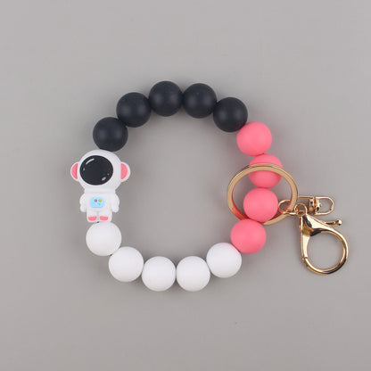 Astronaut Silicone Bead Wristlet Keychain with Key Ring 6