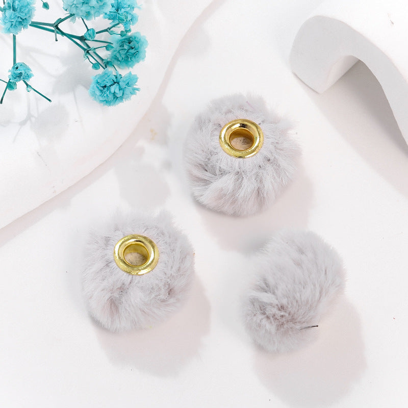 50pcs 20mm Fuzzy Abacus Large Hole Spacer Beads Imitation Rabbit Hair 15