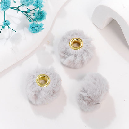 50pcs 20mm Fuzzy Abacus Large Hole Spacer Beads Imitation Rabbit Hair 15
