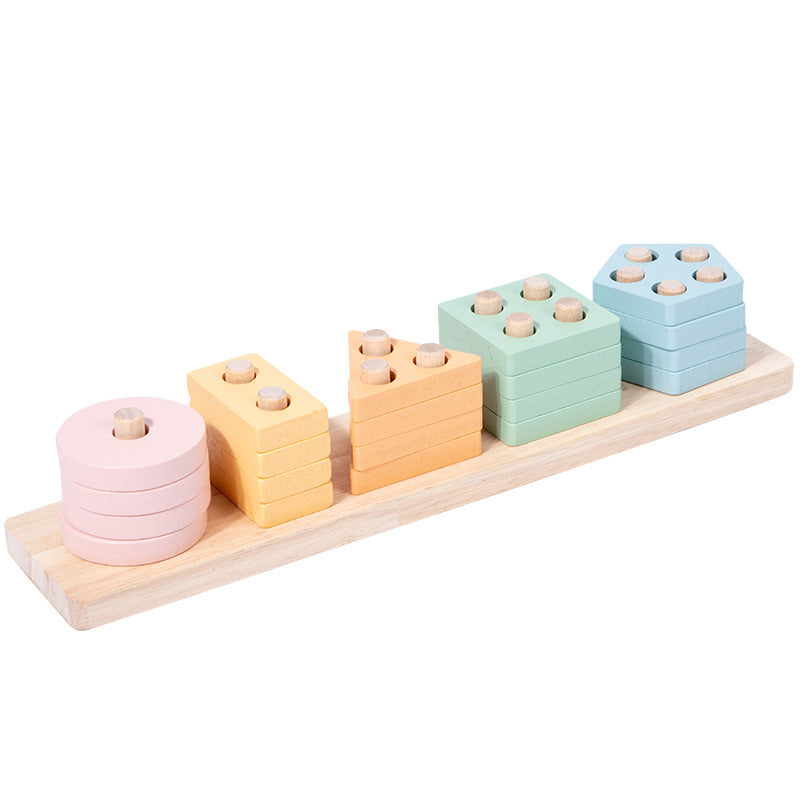 Wooden Montessori Toys Geometric Shape Matching Columns 5