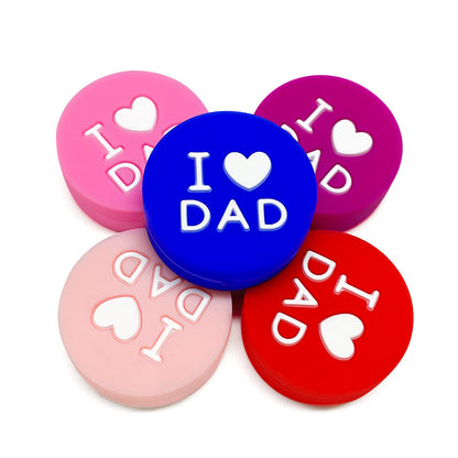 20pcs Silicone Focal Beads I Love Dad Printed Text 4