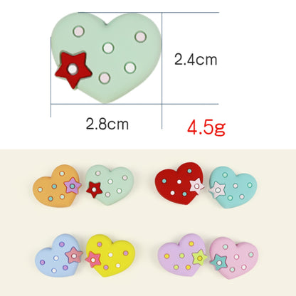 Silicone Focal Beads Pentagram Heart Shaped with Star Detail 5