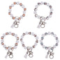 Wooden Dog Tassel Silicone Bead Wristlet Keychain with Charm