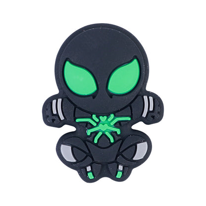 20pcs Silicone Focal Beads Green Alien Character Halloween Theme 5