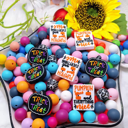 20Pcs Silicone Focal Beads Halloween Car Pumpkin Bow 5