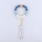 Tassel Silicone Bead Wristlet Keychain with Wooden Bead Charm 8cm 11