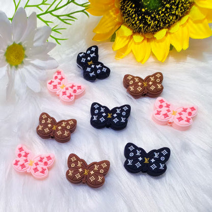 20Pcs Silicone Focal Beads Butterfly Three Color Pattern
