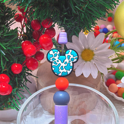 20Pcs Silicone Focal Beads Round Ear Mouse Character with Multi-Color Spots 9