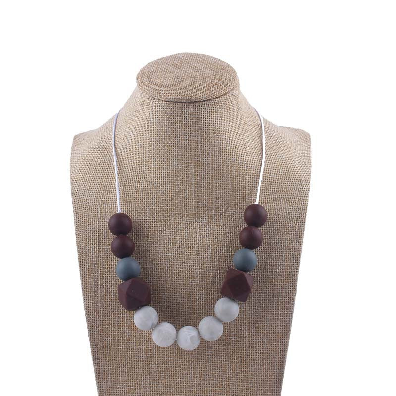 Silicone Bead Necklace Octagonal Beads and Round Beads 15
