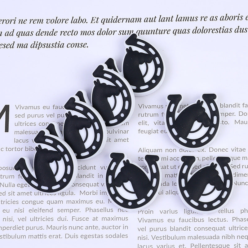 20pcs Silicone Focal Beads Horse Horseshoe Shape Design 3