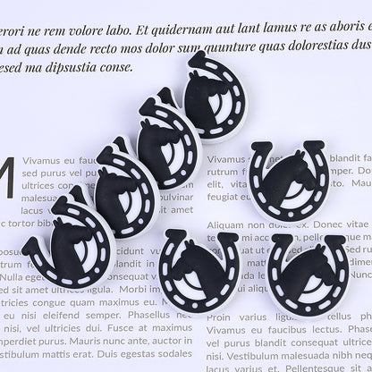 20pcs Silicone Focal Beads Horse Horseshoe Shape Design 3