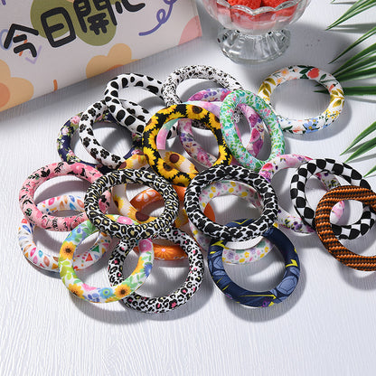 65mm Printed Silicone Beads Rings Multi Color Design 4