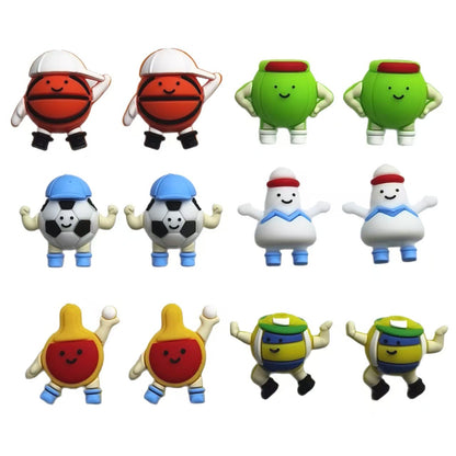 20Pcs Silicone 3D Focal Beads Cartoon Football Basketball Sports Characters