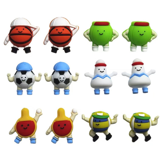 20Pcs Silicone 3D Focal Beads Cartoon Football Basketball Sports Characters