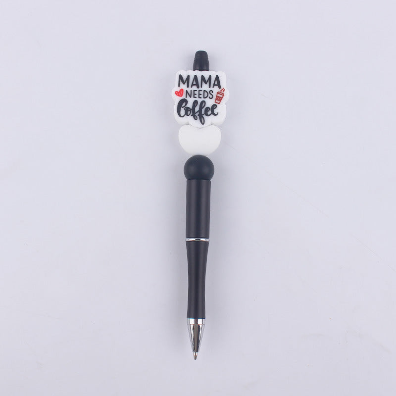 Mom Series Pattern Silicone Beaded Pens Handmade Office School Supplies 12