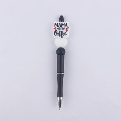 Mom Series Pattern Silicone Beaded Pens Handmade Office School Supplies 12