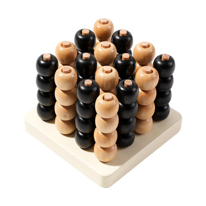 Wooden Montessori Toys Three-Dimensional Four-Player Chess Game