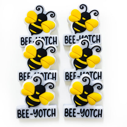 20Pcs Silicone Focal Beads Bee With Printed Text Bee Yotch 3