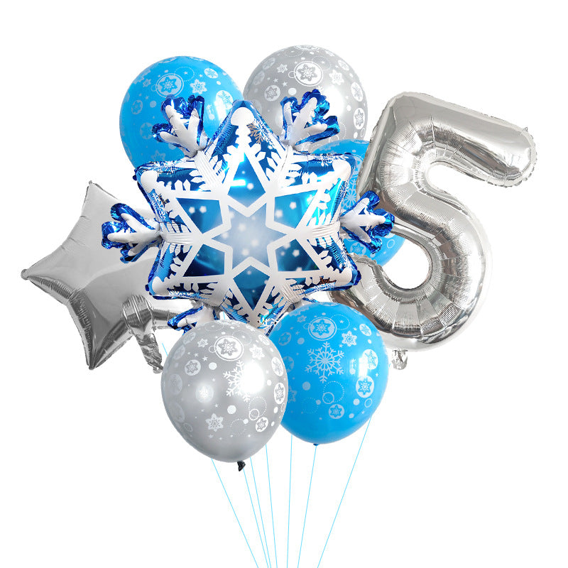 Ice Snow Theme Snowflake Foil Balloon Set Party Decoration 10