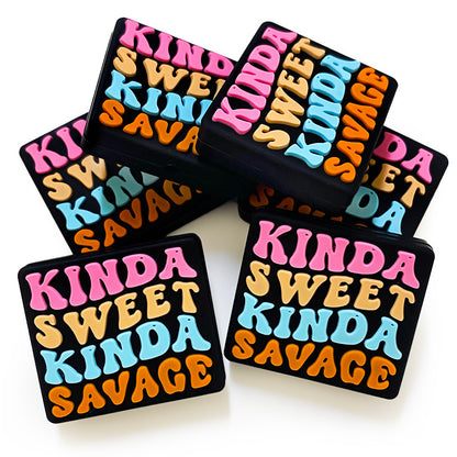 20Pcs Silicone Focal Beads Kinda Sweet Kinda Savage Text Design