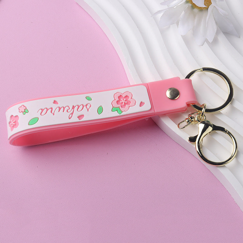 Cherry Blossom PVC Keychain Soft Rubber Bracelet Style 6