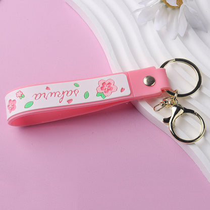 Cherry Blossom PVC Keychain Soft Rubber Bracelet Style 6