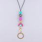 Rainbow Silicone Bead Keychain with Wooden Bead Charm 11