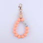 Wood Hexagon Silicone Bead Wristlet Keychain with Wooden Accent 8