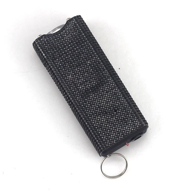 Self Defense Rhinestone Flashlight Electric Shock Keychain 22