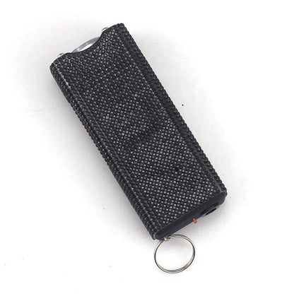 Self Defense Rhinestone Flashlight Electric Shock Keychain 22
